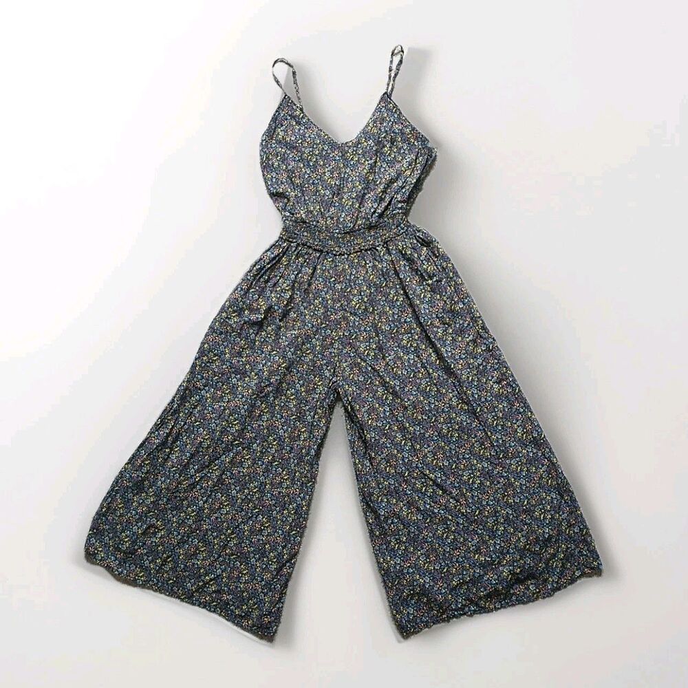 Aritzia Wilfred Irene Floral Cropped Jumpsuit XS Wide Leg Ruched Cottagecore